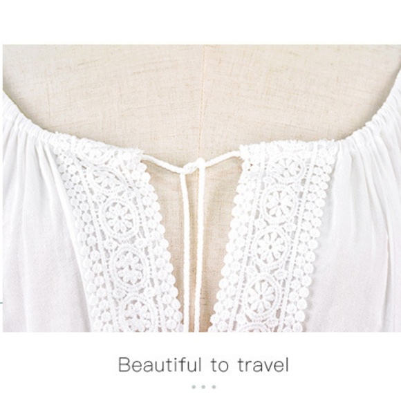 Boho White Tassel Fringe Tunic Beach Coverup - Picture 5 of 6